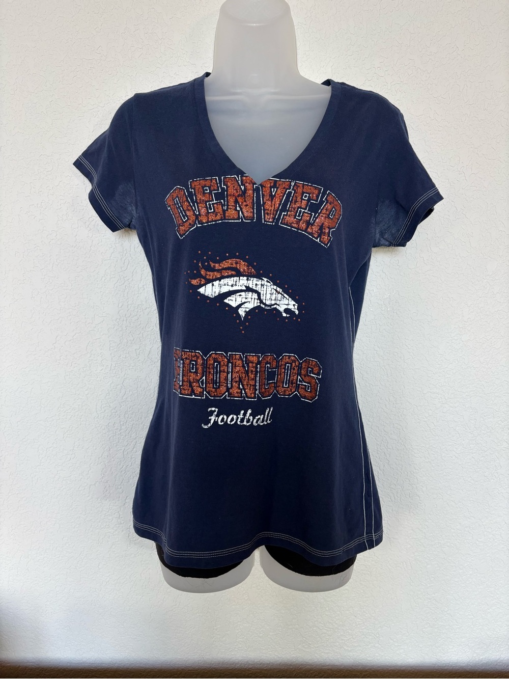 NFL Women's Navy and White Team Apparel V-Neck Tee